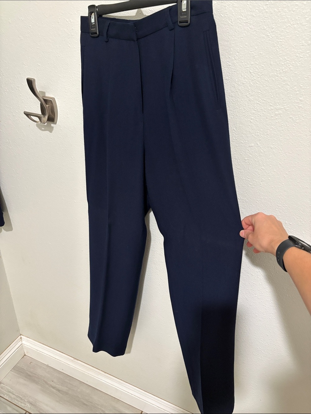 Lauren Ralph Lauren Navy Asymmetric Gold-Button Blazer - Picture 7 of 11